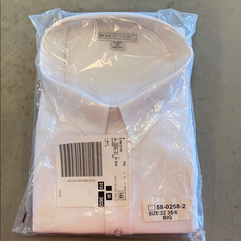 White Oxford cloth button down shirts 22 x 35/6